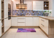 Patterned Dark Magenta Purple Rug in a Kitchen, pat440pur