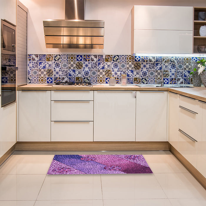 Patterned Dark Magenta Purple Rug in a Kitchen, pat440pur