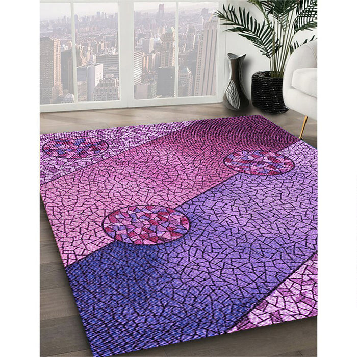 Patterned Dark Magenta Purple Rug in Family Room, pat440pur