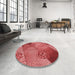Round Patterned Red Rug in a Office, pat440rd