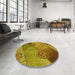 Round Patterned Dark Bronze Brown Rug in a Office, pat440yw