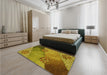 Patterned Dark Bronze Brown Rug in a Bedroom, pat440yw