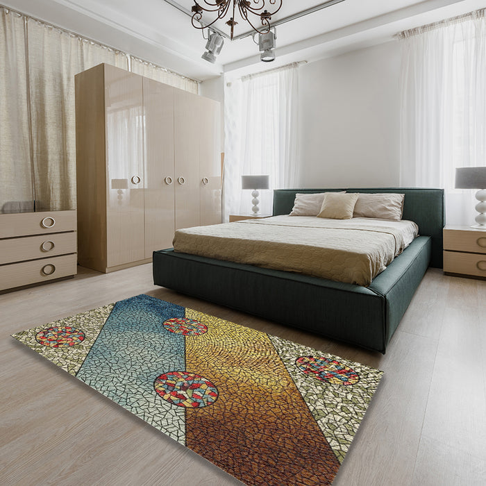 Patterned Bakers Brown Novelty Rug in a Bedroom, pat440