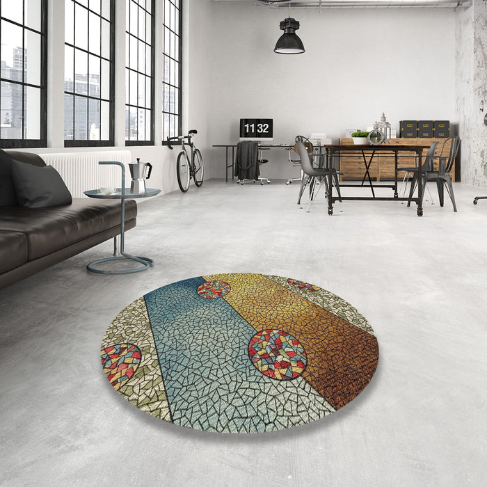 Round Patterned Bakers Brown Novelty Rug in a Office, pat440