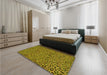 Patterned Deep Yellow Rug in a Bedroom, pat441yw