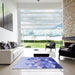 Square Patterned Royal Blue Rug in a Living Room, pat442blu