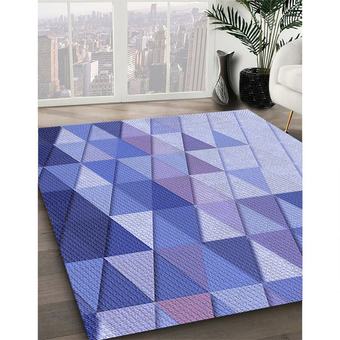 Patterned Royal Blue Rug in Family Room, pat442blu