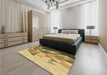 Patterned Golden Brown Yellow Rug in a Bedroom, pat442brn