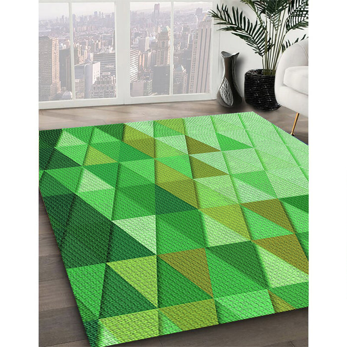 Patterned Emerald Green Rug in Family Room, pat442grn