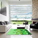 Square Patterned Emerald Green Rug in a Living Room, pat442grn