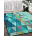 Machine Washable Transitional Deep-Sea Green Rug in a Family Room, wshpat442lblu