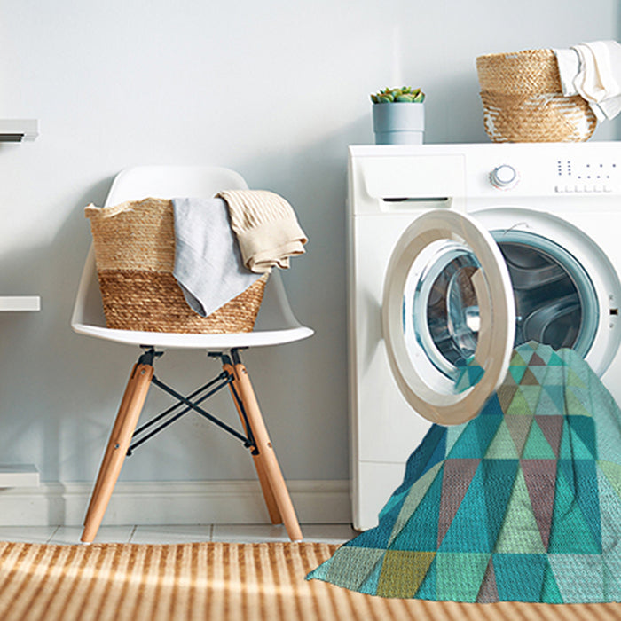 Machine Washable Transitional Deep-Sea Green Rug in a Washing Machine, wshpat442lblu