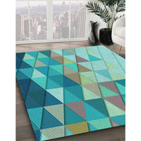 Patterned Deep-Sea Green Rug, pat442lblu