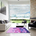 Machine Washable Transitional Bright Lilac Purple Rug in a Kitchen, wshpat442pur