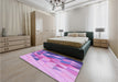 Patterned Bright Lilac Purple Rug in a Bedroom, pat442pur