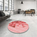 Round Patterned Pastel Pink Rug in a Office, pat442rd