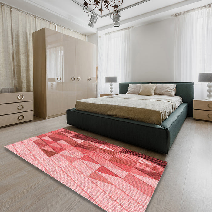 Patterned Pastel Pink Rug in a Bedroom, pat442rd