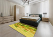 Patterned Dark Yellow Green Rug in a Bedroom, pat442yw