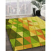 Machine Washable Transitional Dark Yellow Green Rug in a Family Room, wshpat442yw