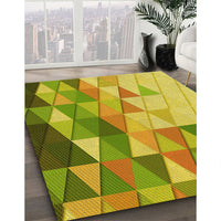 Patterned Dark Yellow Green Rug, pat442yw