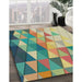 Patterned Dark Green Novelty Rug in Family Room, pat442