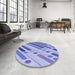Round Patterned Blue Rug in a Office, pat443blu