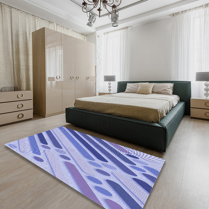 Patterned Blue Rug in a Bedroom, pat443blu