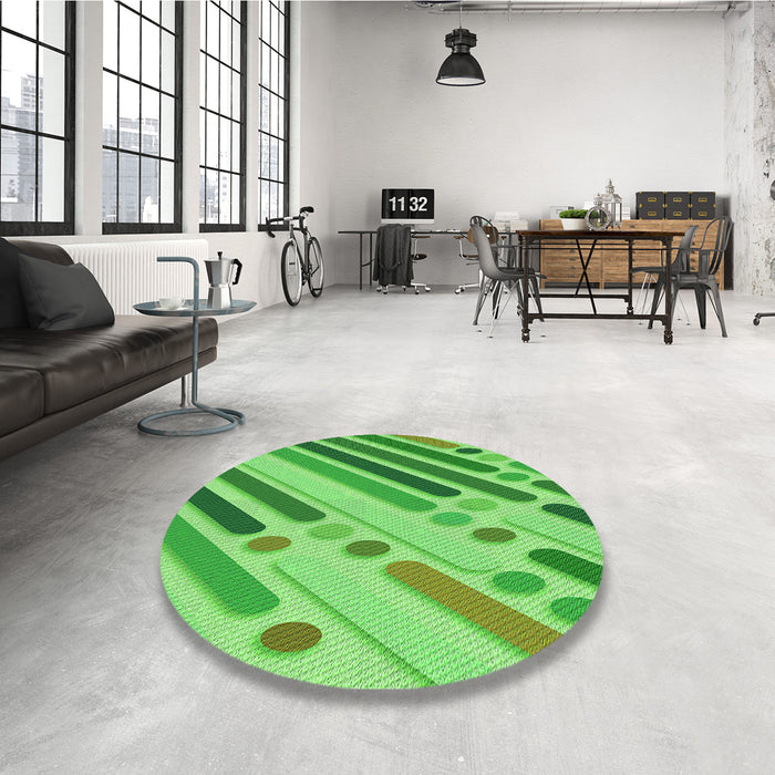 Round Patterned Emerald Green Rug in a Office, pat443grn