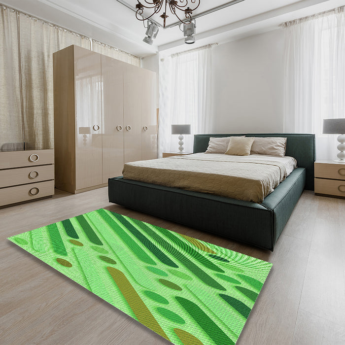 Patterned Emerald Green Rug in a Bedroom, pat443grn