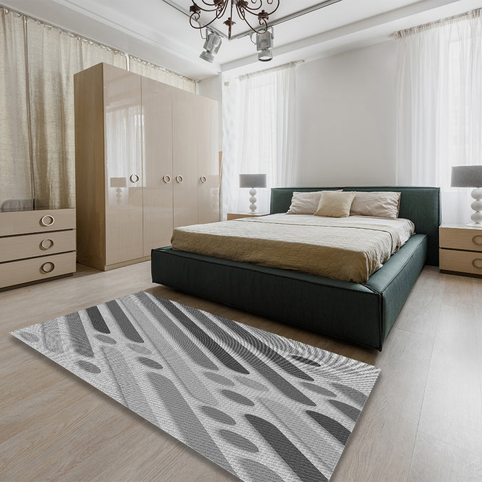 Patterned Cloud Gray Rug in a Bedroom, pat443gry