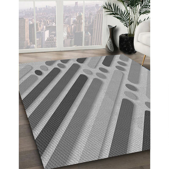 Patterned Cloud Gray Rug in Family Room, pat443gry