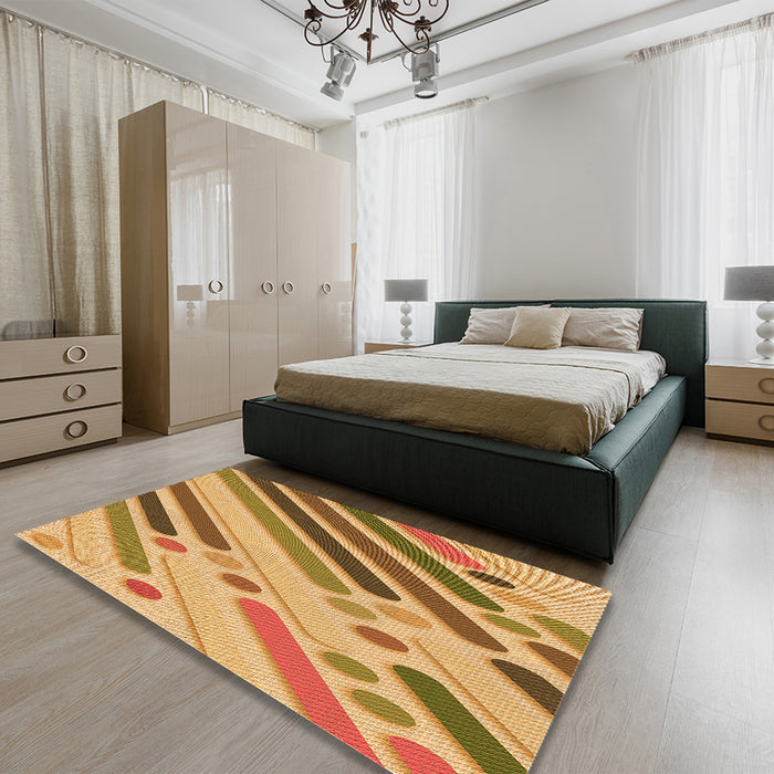 Patterned Orange Rug in a Bedroom, pat443org