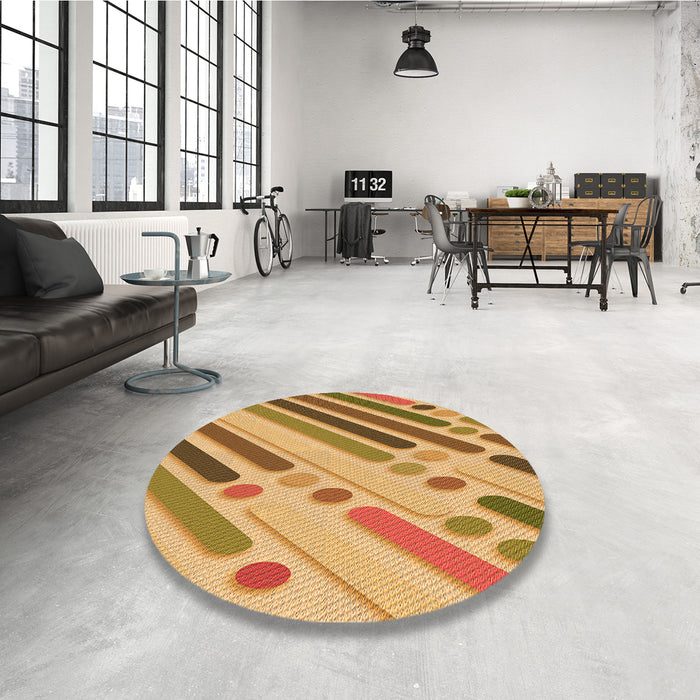 Round Patterned Orange Rug in a Office, pat443org