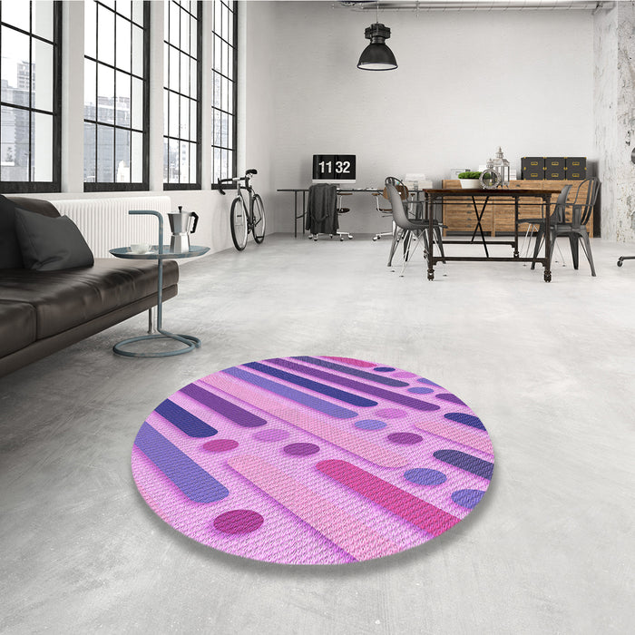 Round Patterned Violet Purple Rug in a Office, pat443pur