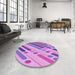 Round Patterned Violet Purple Rug in a Office, pat443pur