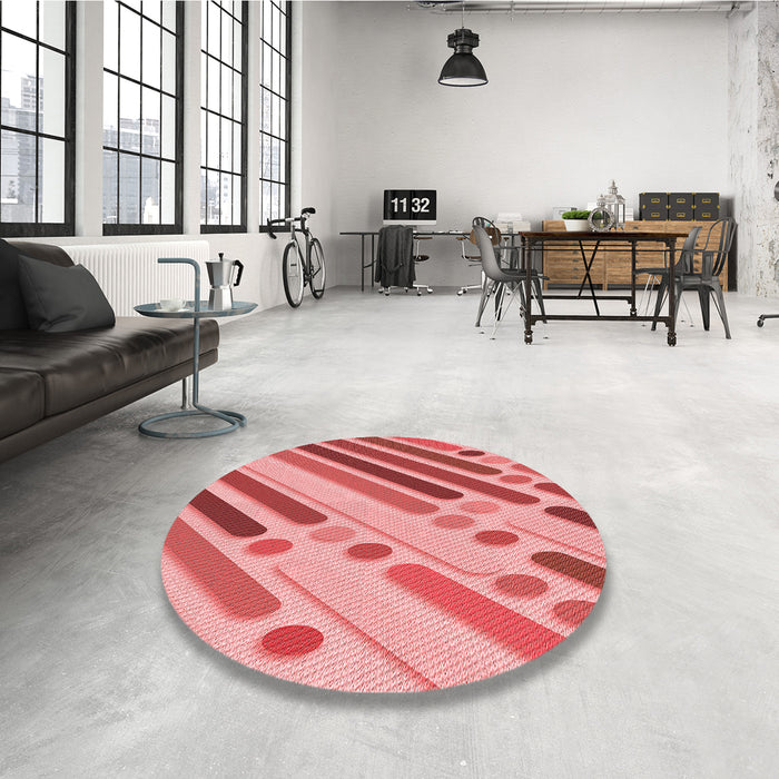 Round Patterned Light Salmon Pink Rug in a Office, pat443rd