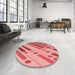 Round Patterned Light Salmon Pink Rug in a Office, pat443rd