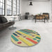 Round Patterned Brown Novelty Rug in a Office, pat443