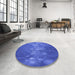 Round Patterned Blue Rug in a Office, pat444blu