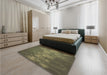 Patterned Army Green Rug in a Bedroom, pat444brn