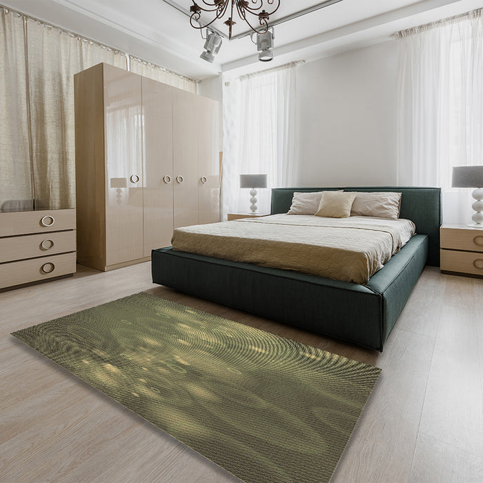 Patterned Army Green Rug in a Bedroom, pat444brn