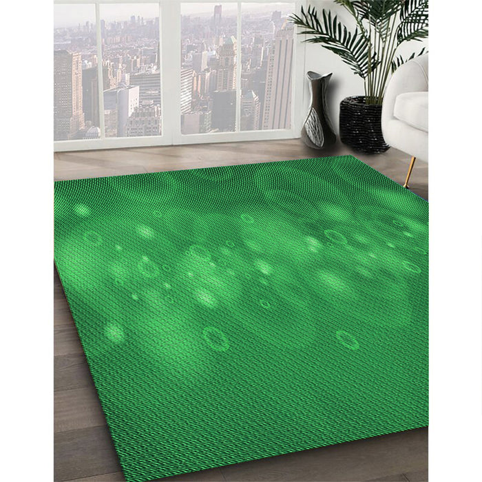 Patterned Green Rug in Family Room, pat444grn
