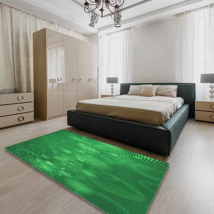 Patterned Green Rug in a Bedroom, pat444grn