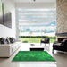 Square Patterned Green Rug in a Living Room, pat444grn