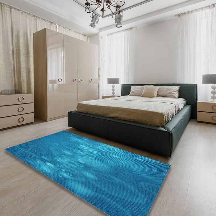 Patterned Bright Navy Blue Rug in a Bedroom, pat444lblu