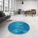 Round Patterned Bright Navy Blue Rug in a Office, pat444lblu