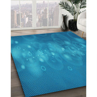 Patterned Bright Navy Blue Rug, pat444lblu