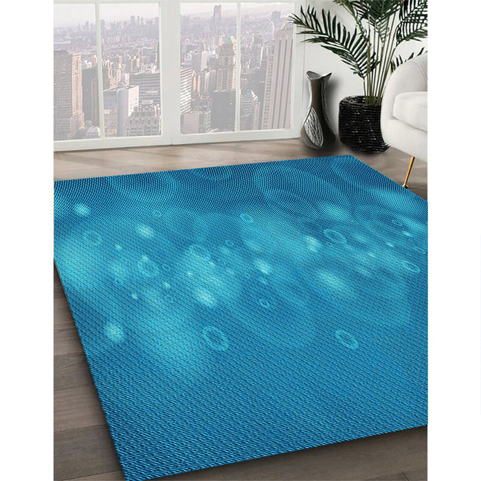 Patterned Bright Navy Blue Rug in Family Room, pat444lblu