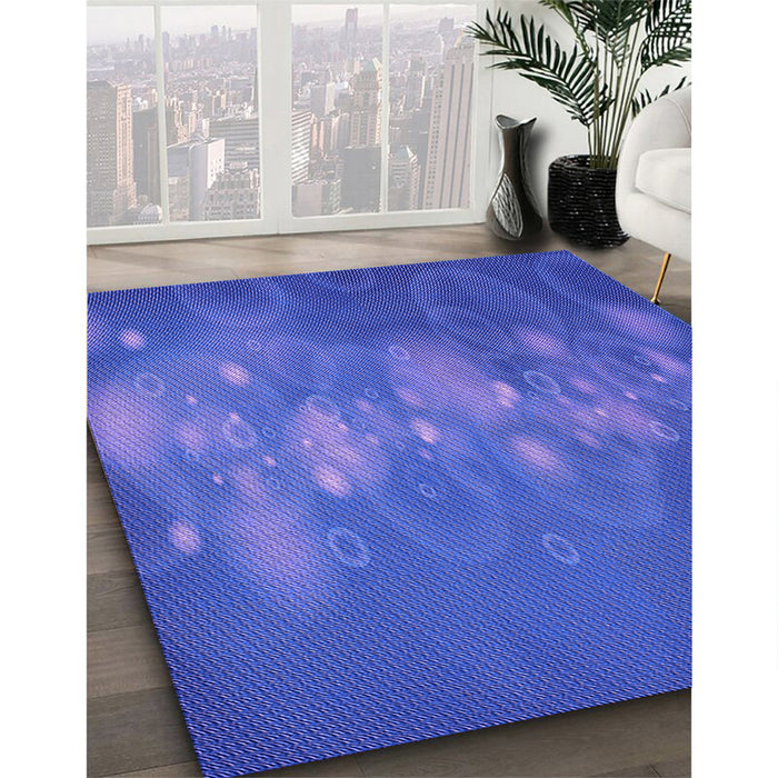 Patterned Light Slate Blue Rug in Family Room, pat444pur