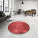 Round Patterned Red Rug in a Office, pat444rd